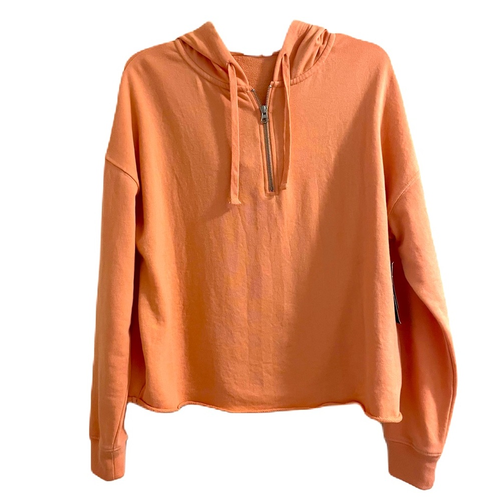 GapFit Orange 1/2 Zip Brushed Tech Jersey Hoodie Like New Size XS - Picture 1 of 8